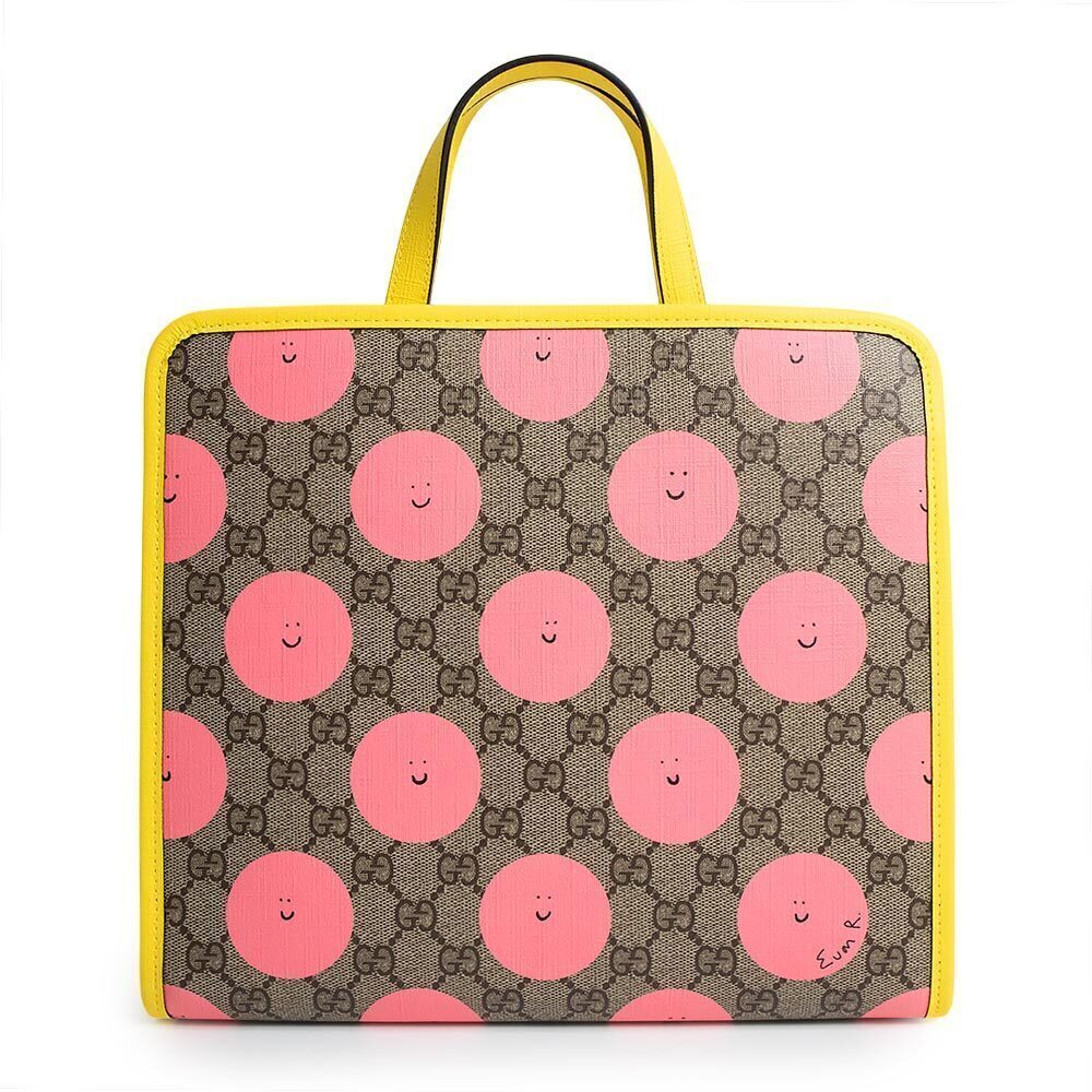 GUCCI Ewan Roberts collaboration GG Supreme canvas beige pink handbag